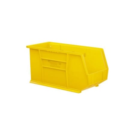 Akro-Mils Hang & Stack Storage Bin, Plastic, Yellow, 9 in H, 8-1/4 in W, 18 in L, 6 PK 30265 YELLO